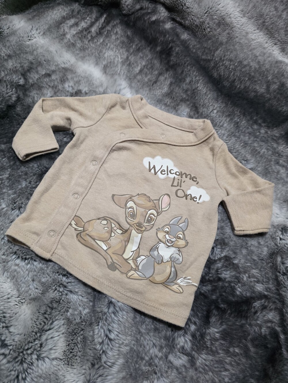 Disney Baby Bambi Shirt Infant 0-3M Brown Long Sleeve Welcome Lil One Thumper